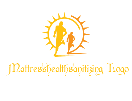 sun behind athletes or men jogging fitness logo