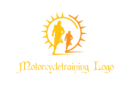sun behind athletes or men jogging fitness logo