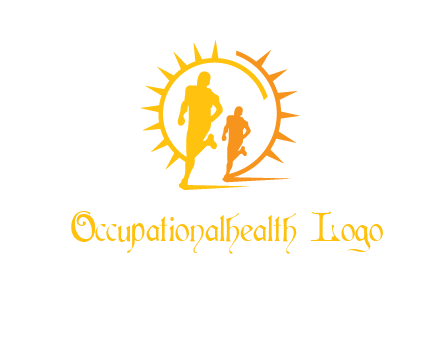 sun behind athletes or men jogging fitness logo