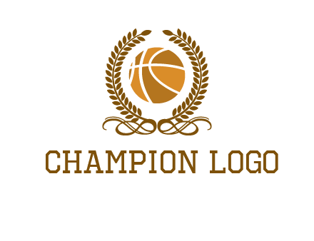 basketball inside a wreath logo