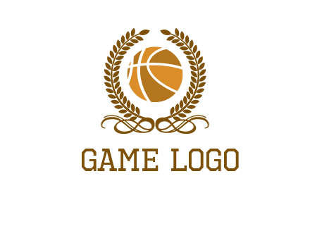 basketball inside a wreath logo