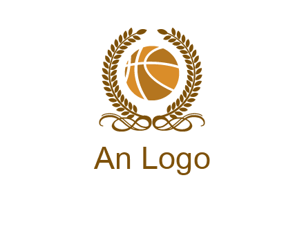 basketball inside a wreath logo