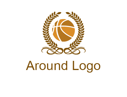 basketball inside a wreath logo
