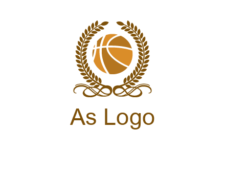 basketball inside a wreath logo