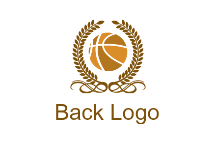 basketball inside a wreath logo