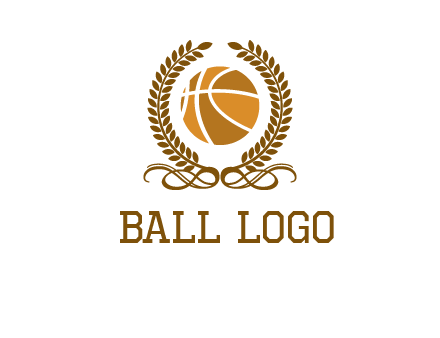 basketball inside a wreath logo