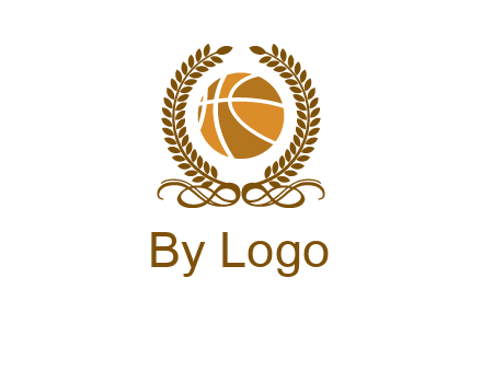 basketball inside a wreath logo