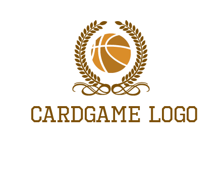 basketball inside a wreath logo