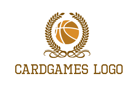 basketball inside a wreath logo