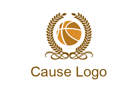 basketball inside a wreath logo