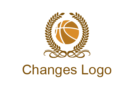 basketball inside a wreath logo