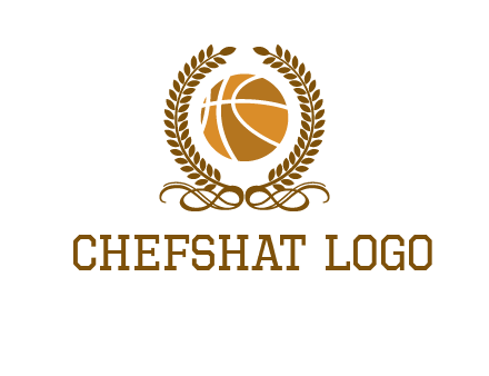 basketball inside a wreath logo