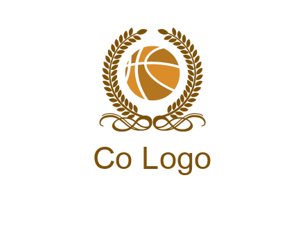 basketball inside a wreath logo