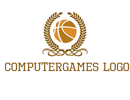 basketball inside a wreath logo