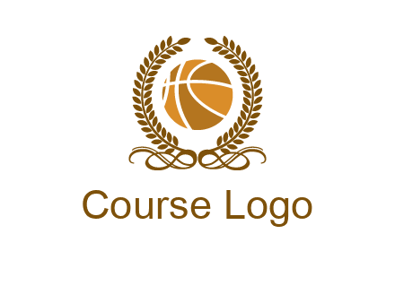 basketball inside a wreath logo