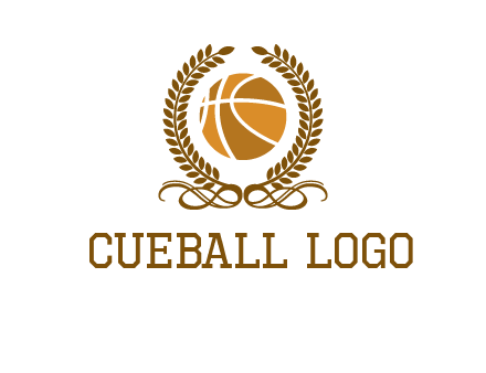 basketball inside a wreath logo