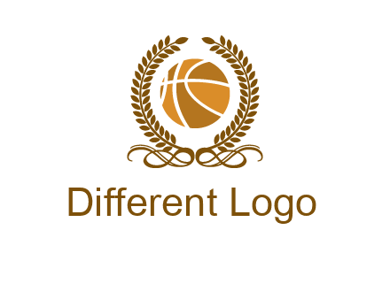 basketball inside a wreath logo