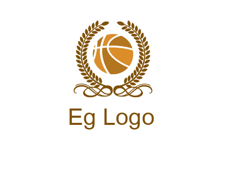 basketball inside a wreath logo