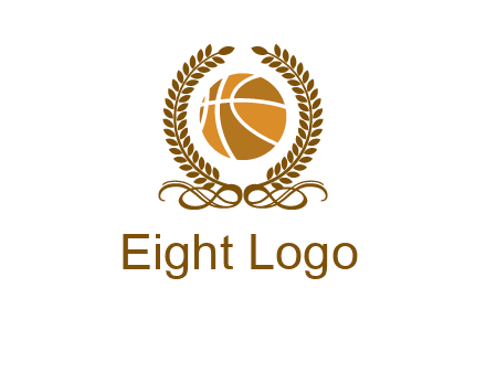 basketball inside a wreath logo