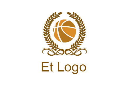 basketball inside a wreath logo