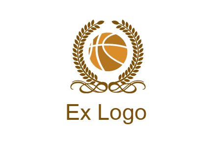 basketball inside a wreath logo