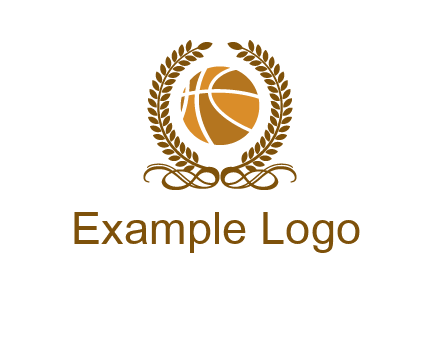 basketball inside a wreath logo