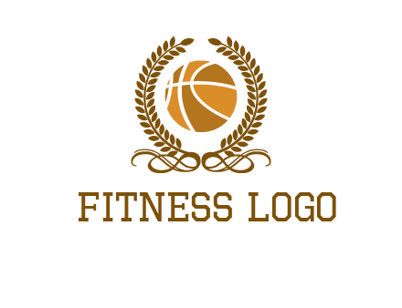 basketball inside a wreath logo