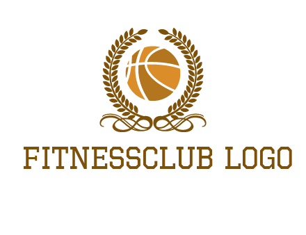 basketball inside a wreath logo