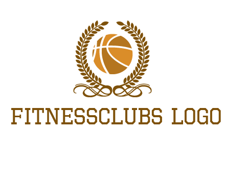 basketball inside a wreath logo