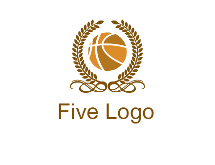 basketball inside a wreath logo