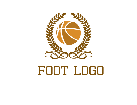 basketball inside a wreath logo