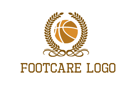 basketball inside a wreath logo