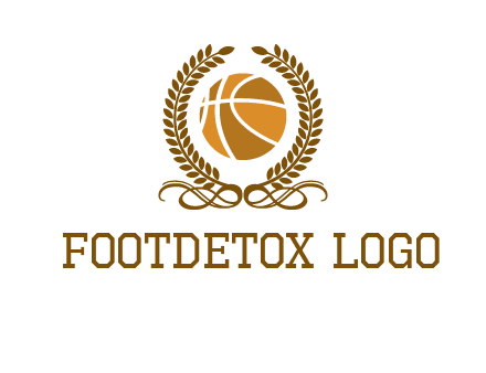 basketball inside a wreath logo