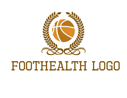 basketball inside a wreath logo