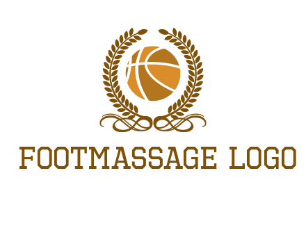 basketball inside a wreath logo