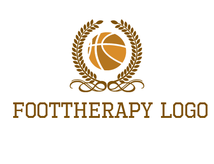 basketball inside a wreath logo