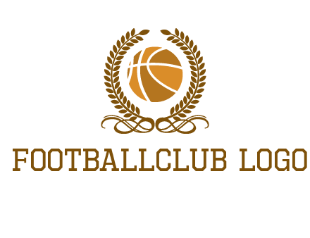 basketball inside a wreath logo