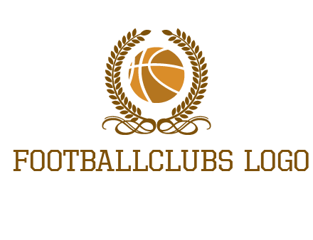 basketball inside a wreath logo