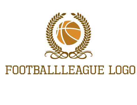 basketball inside a wreath logo