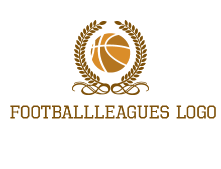 basketball inside a wreath logo