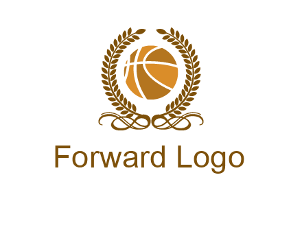 basketball inside a wreath logo