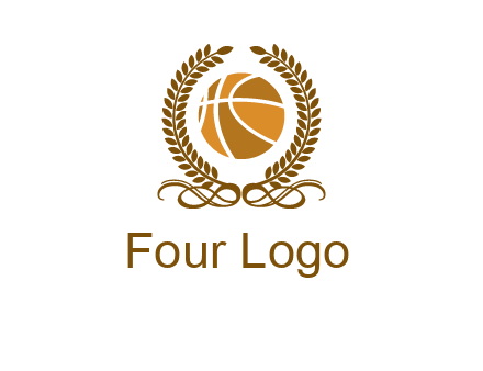 basketball inside a wreath logo