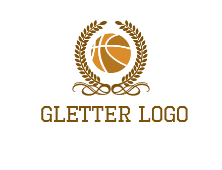 basketball inside a wreath logo