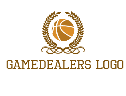 basketball inside a wreath logo