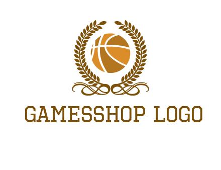 basketball inside a wreath logo