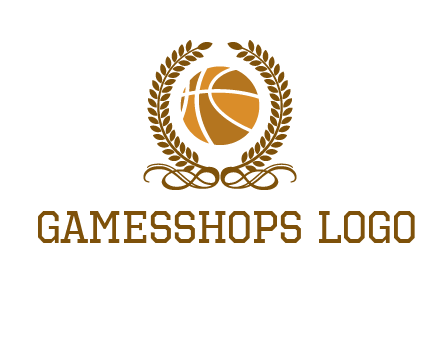 basketball inside a wreath logo