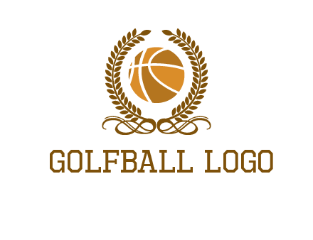 basketball inside a wreath logo