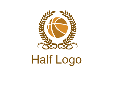 basketball inside a wreath logo