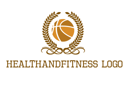 basketball inside a wreath logo