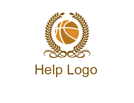 basketball inside a wreath logo
